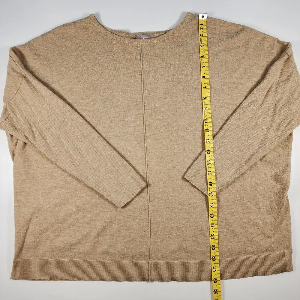 Chico's Beige Knit Sweater SIZE 3/XL Dolman Sleeve Soft Lightweight Top